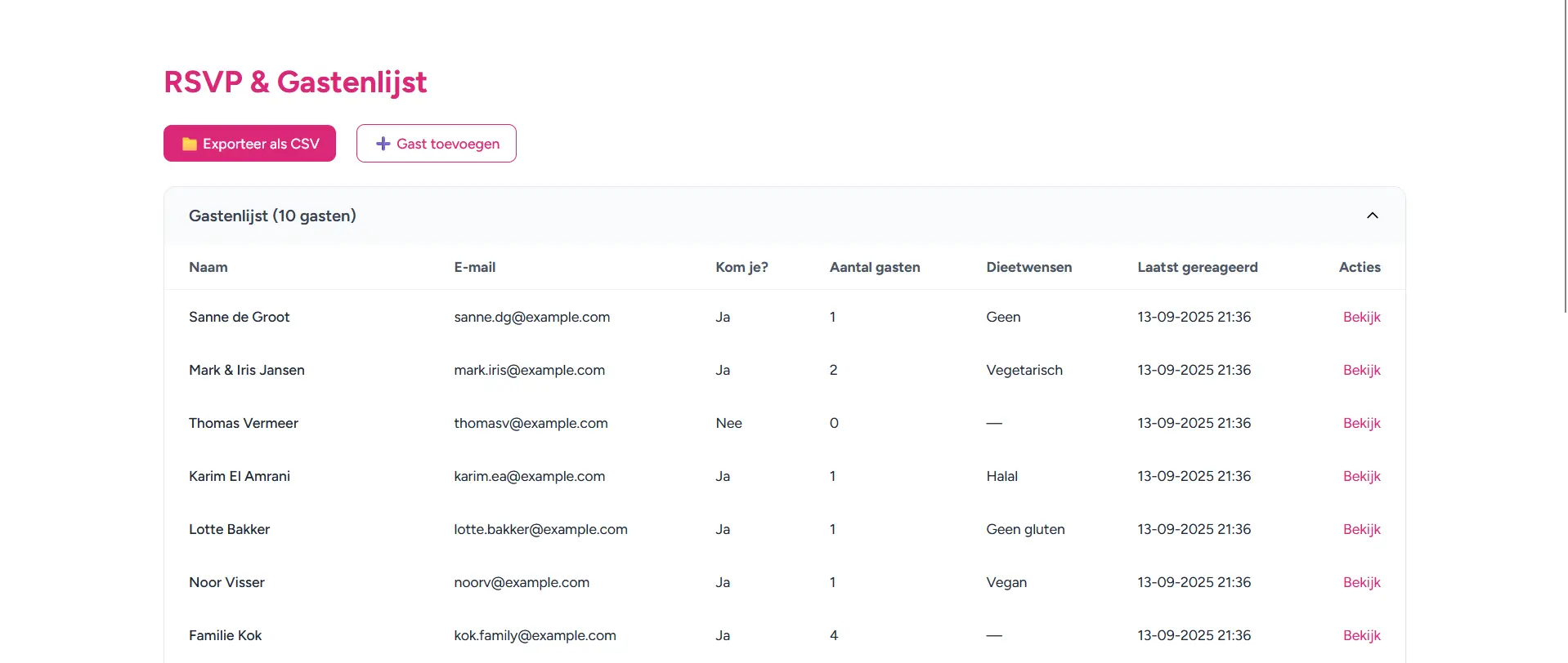 Trouwwebsite voorbeeld met RSVP en planning Trouwwebsite voorbeeld met RSVP en planning