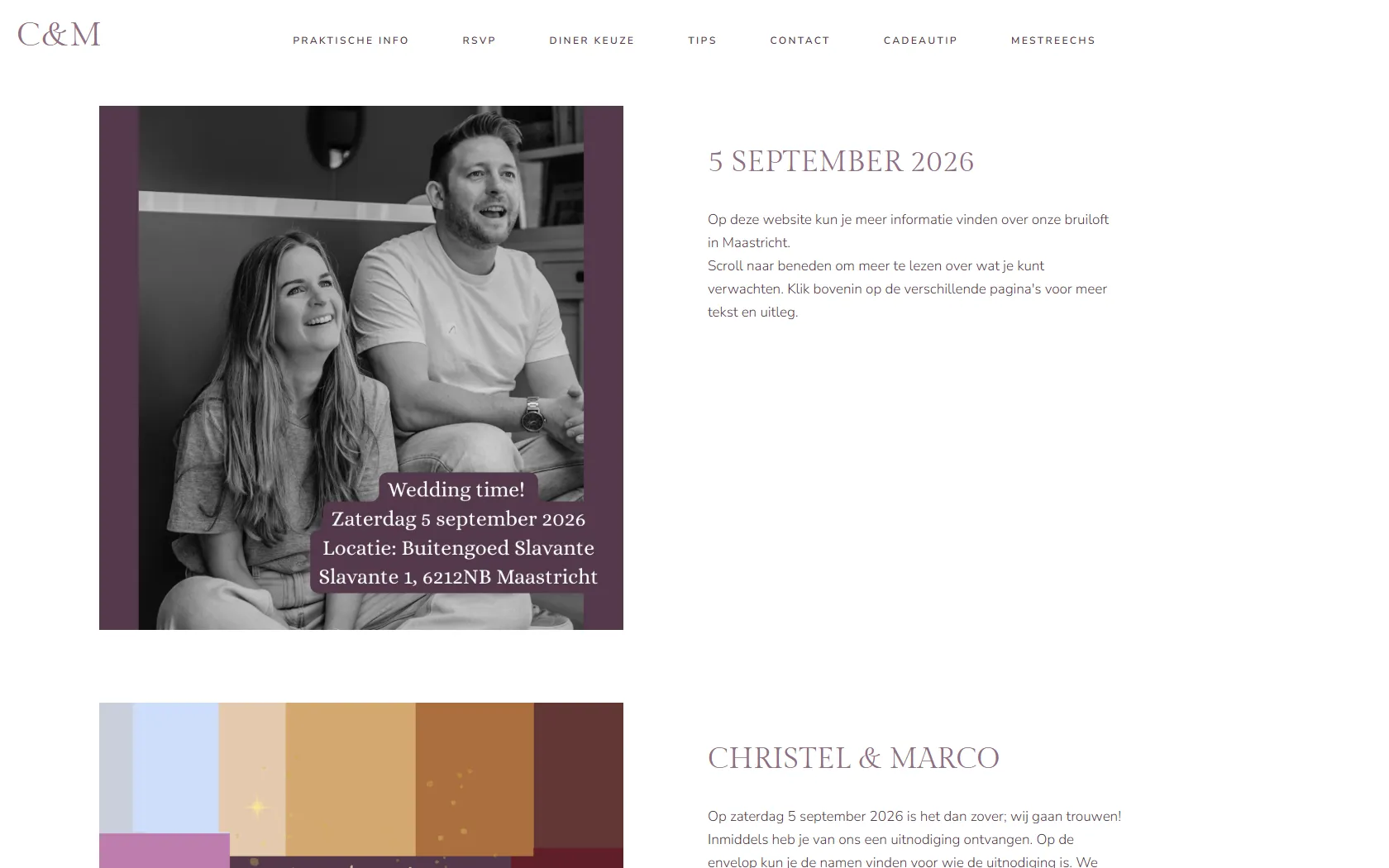 De trouwwebsite van Christel & Marco