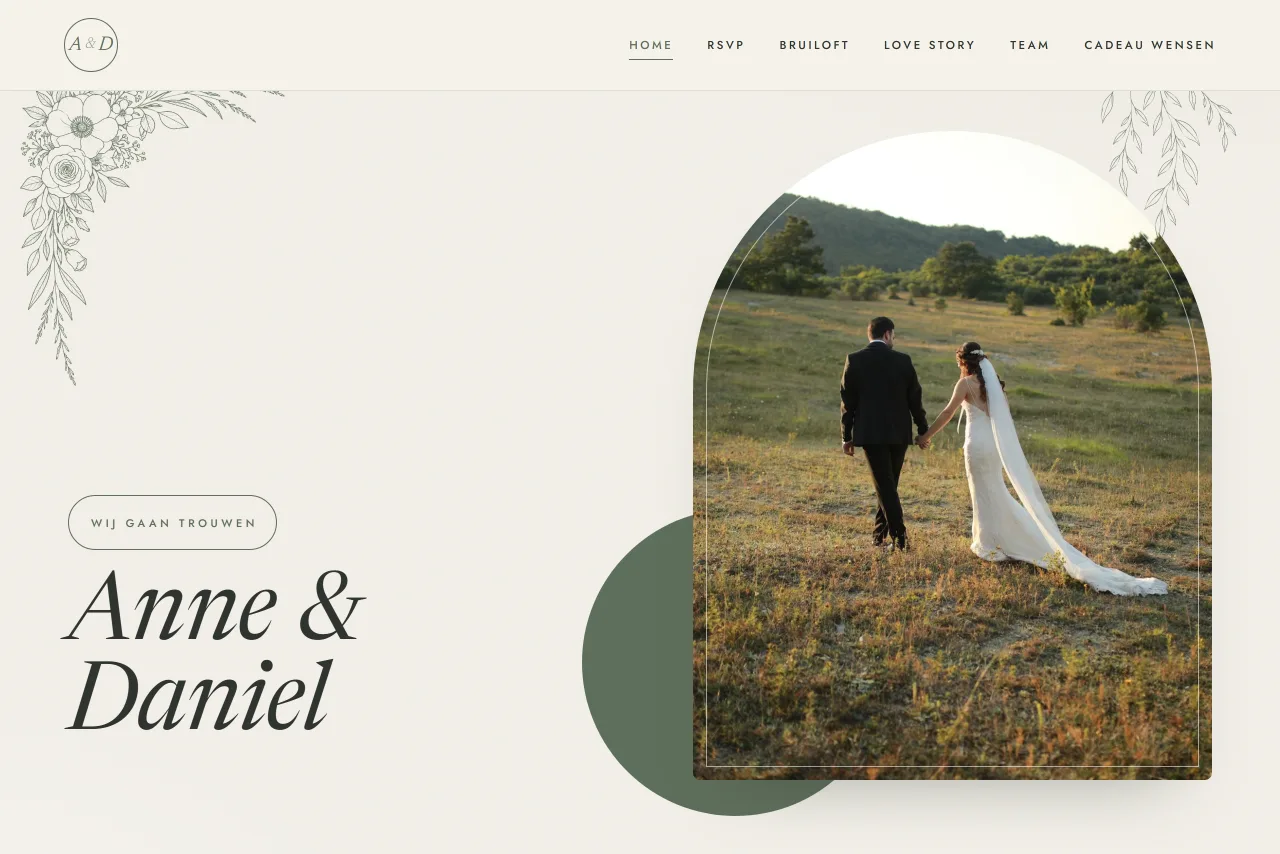 Sage Linen trouwwebsite template