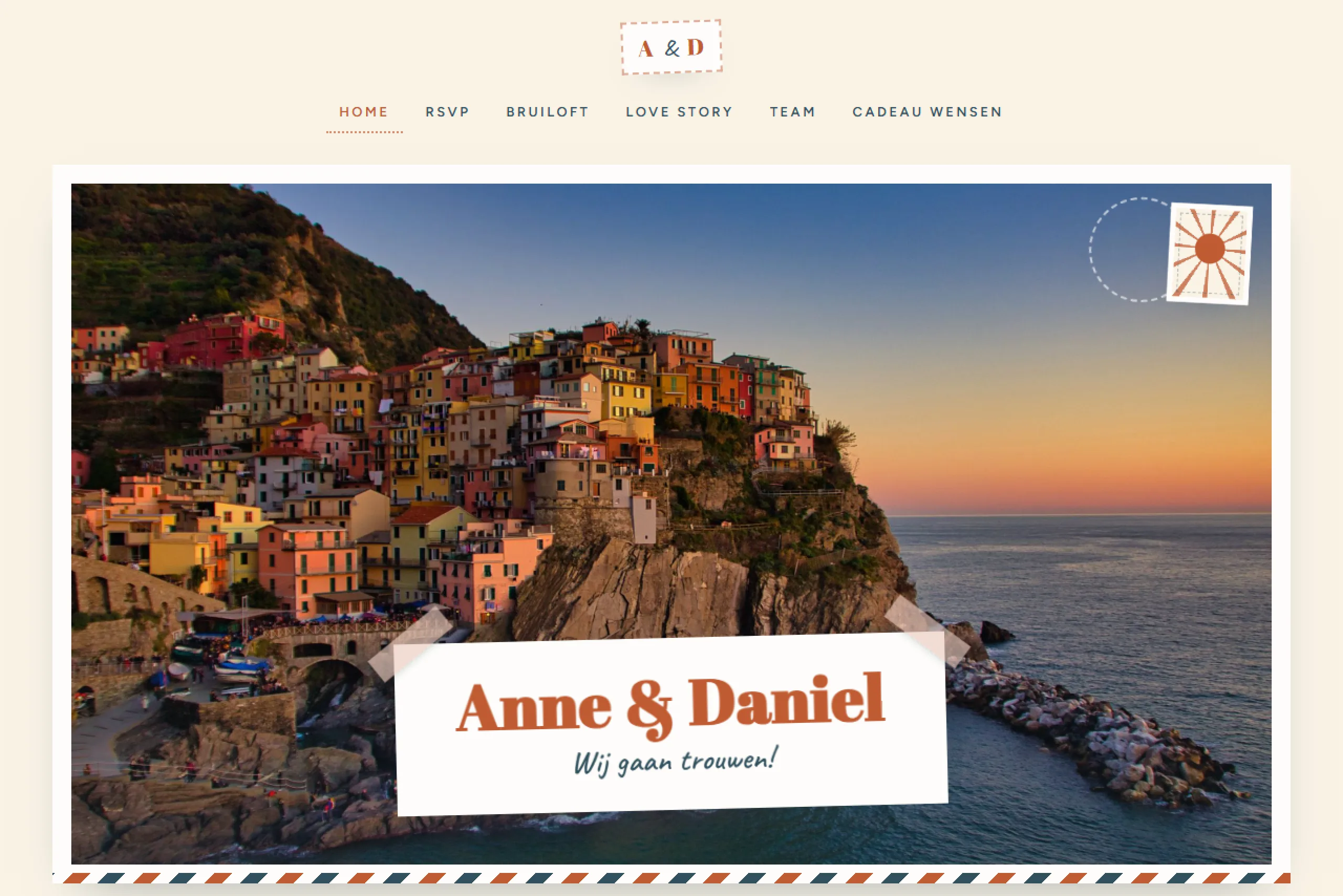 Terracotta Postcard trouwwebsite template